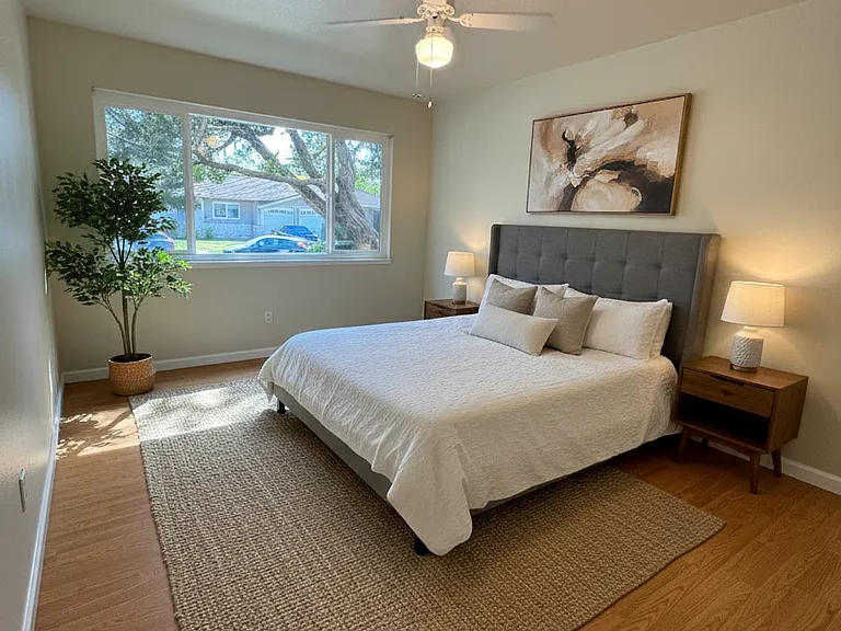 Imagine the 2BR's larger bedroom with furniture