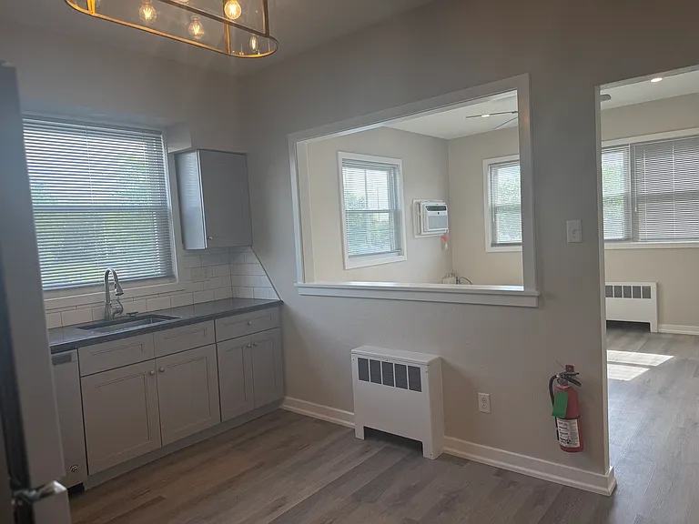 view from kitchen to living room