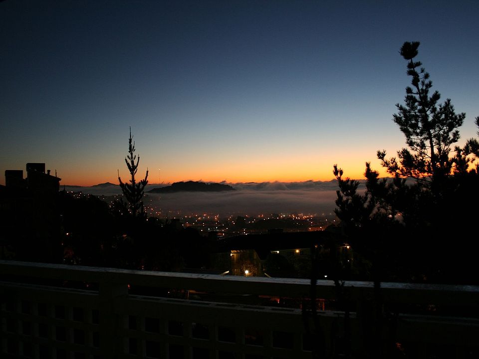 Mt Diablo across the bay at sunset