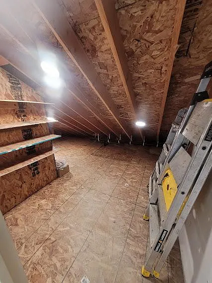 Attic, accessible via a full-size door from master bedroom.