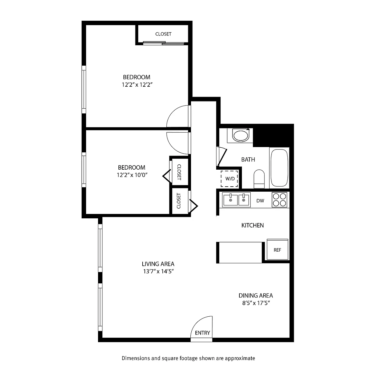Floor plan 2 Bedroom / 1 Bath