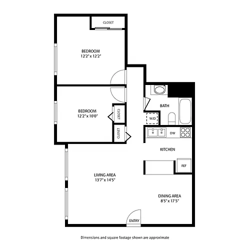Floor plan 2 Bedroom / 1 Bath