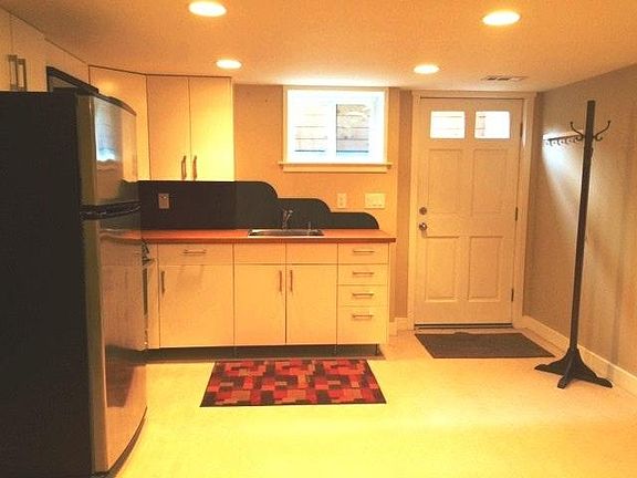 kitchen and door to outside 