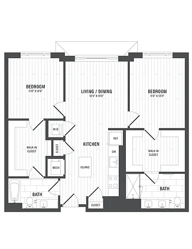 Floor plan 2 Bed/2 Bath-E2