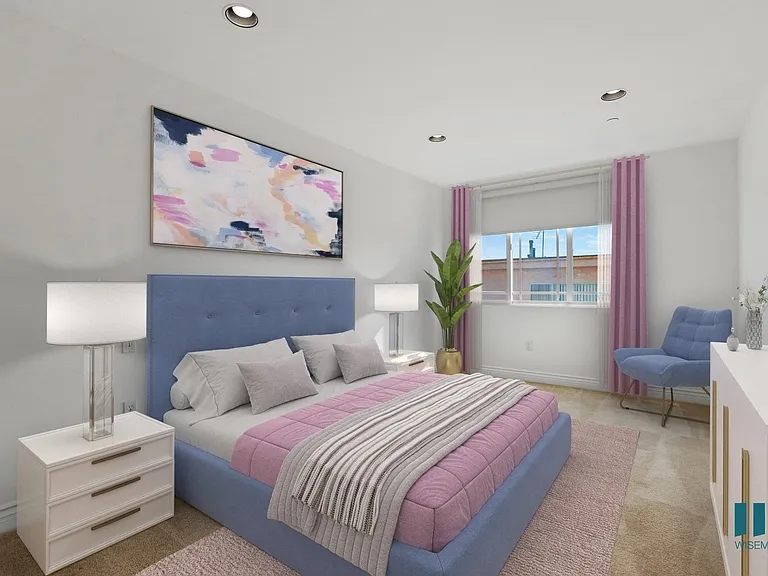 Bedroom with Recessed Lighting and Large-Size Windows
