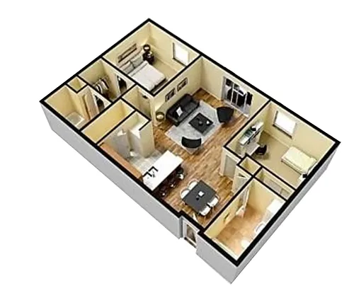 Floor plan Two Bedroom Large