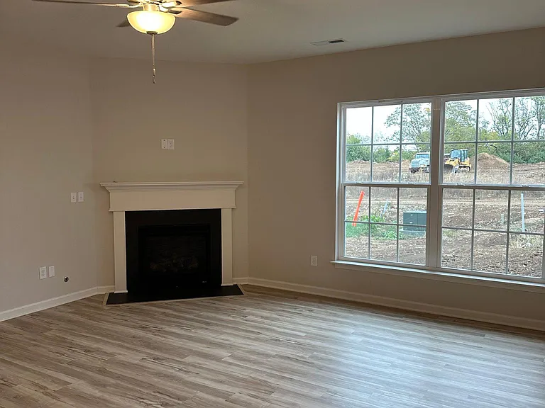 family room with fireplace