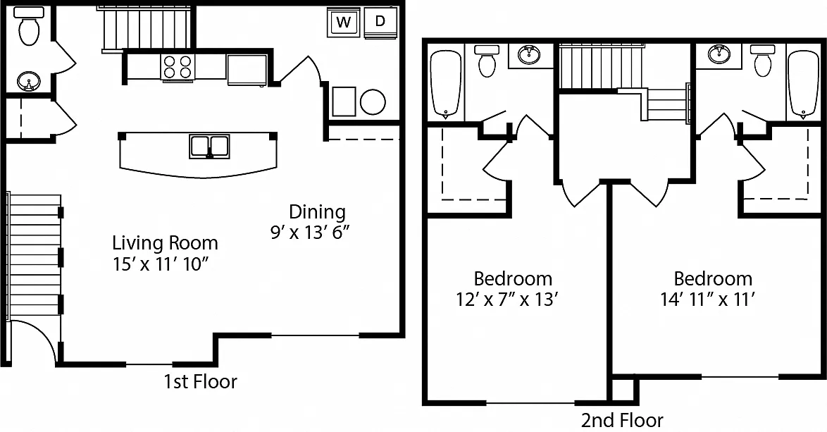 Floor plan 2-BR Townhome - Phase II