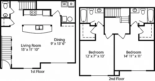 Floor plan 2-BR Townhome - Phase II