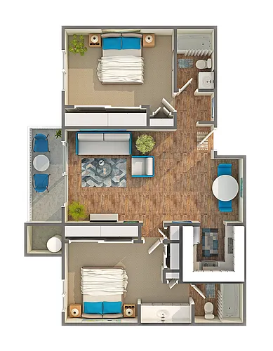 Floor plan 2 BR x 2 BA - A