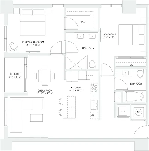 Floor plan 2 Bed/ 2 Bath-B3