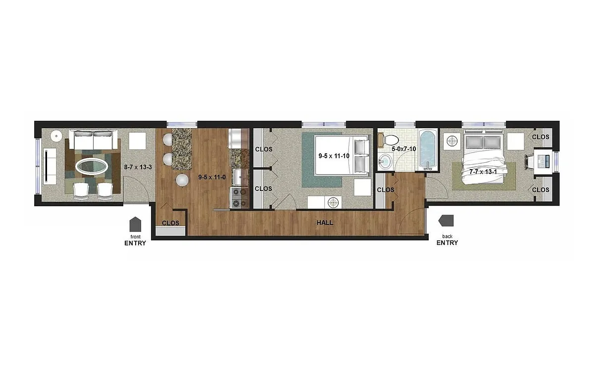 Floor plan Bryant Uptown - Two Bedroom