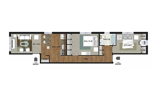 Floor plan Bryant Uptown - Two Bedroom