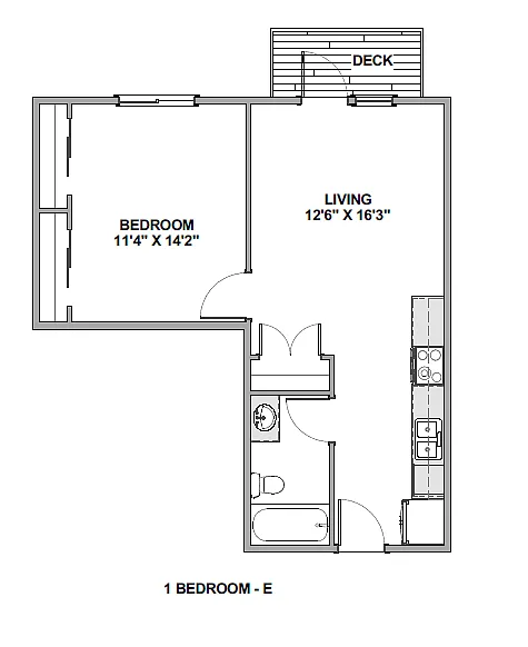 Floor plan 1 Bedroom E