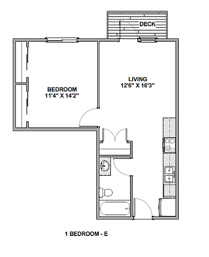 Floor plan 1 Bedroom E