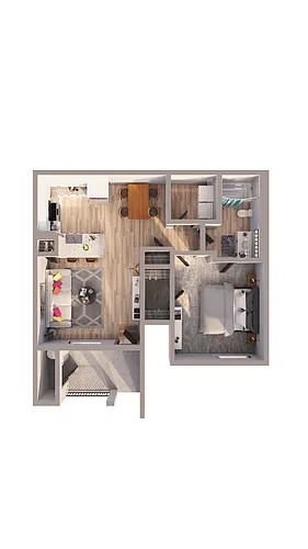 Floor plan 1x1B