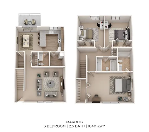 Floor plan Marquis 3Bed 2.5Bath 1840sqft