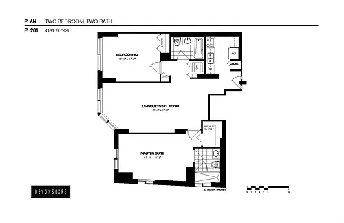 Floor plan 2 Bed_2 Bath Penthouse-ph201