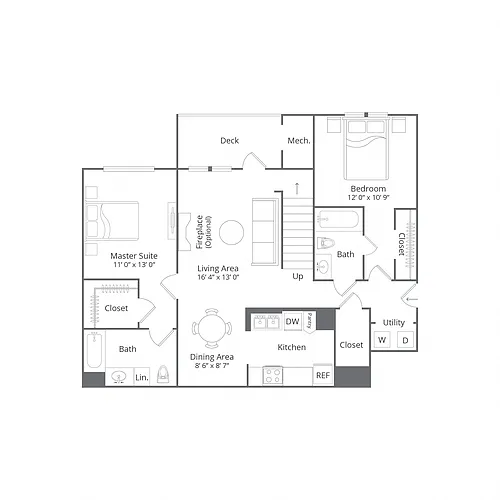 Floor plan 2 Bed/2 Bath-Laurel