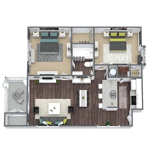 Floor plan B1: 2 Bed 1 Bath