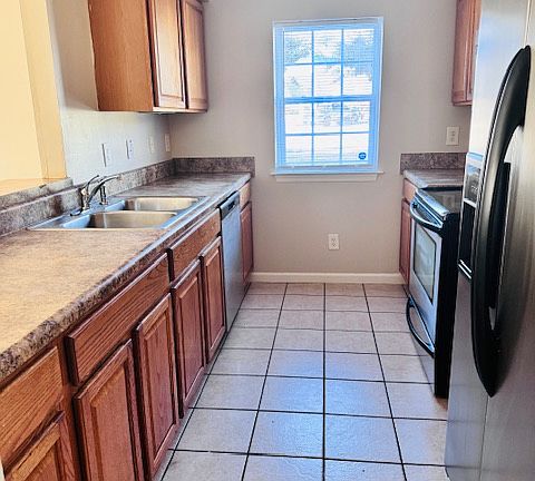Kitchen with stainless steel appliances