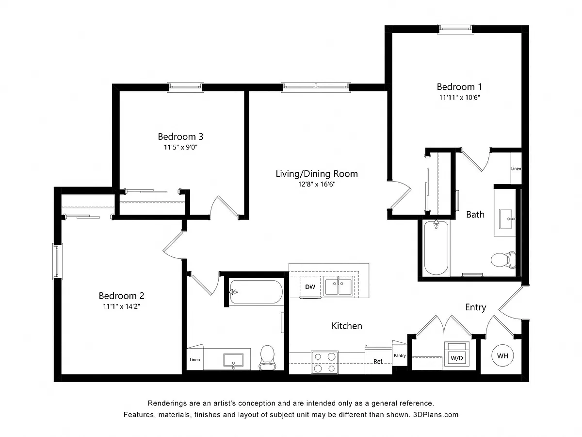 Floor plan Three Bedroom