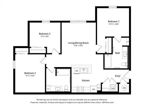 Floor plan Three Bedroom