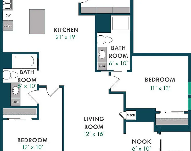 Floor Plan B | Domain | Apartments in Madison, WI Floor Plan B | Domain | Apartments in Madison, WI