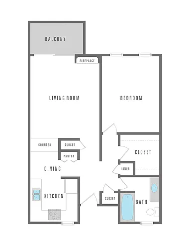 Floor plan 1 Bedroom 1 Bath