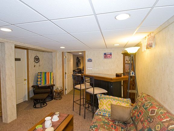 family room in basement