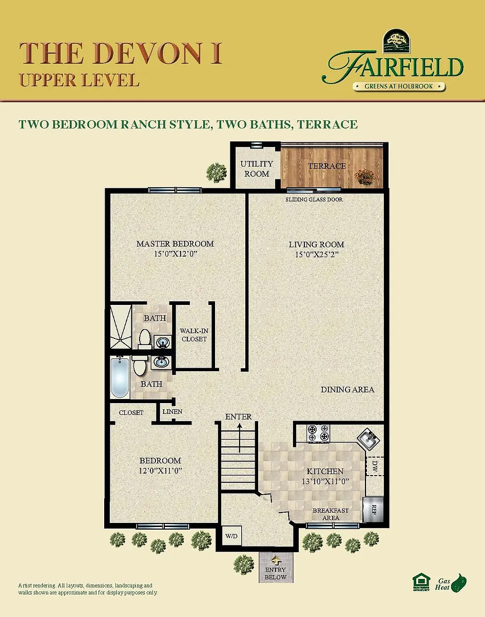 Floor plan 2BR 2BTH DEVON I UPPER