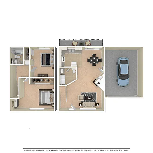 Floor plan 2 Bedroom 1.5 Bath B