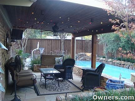 Patio overlooking pool