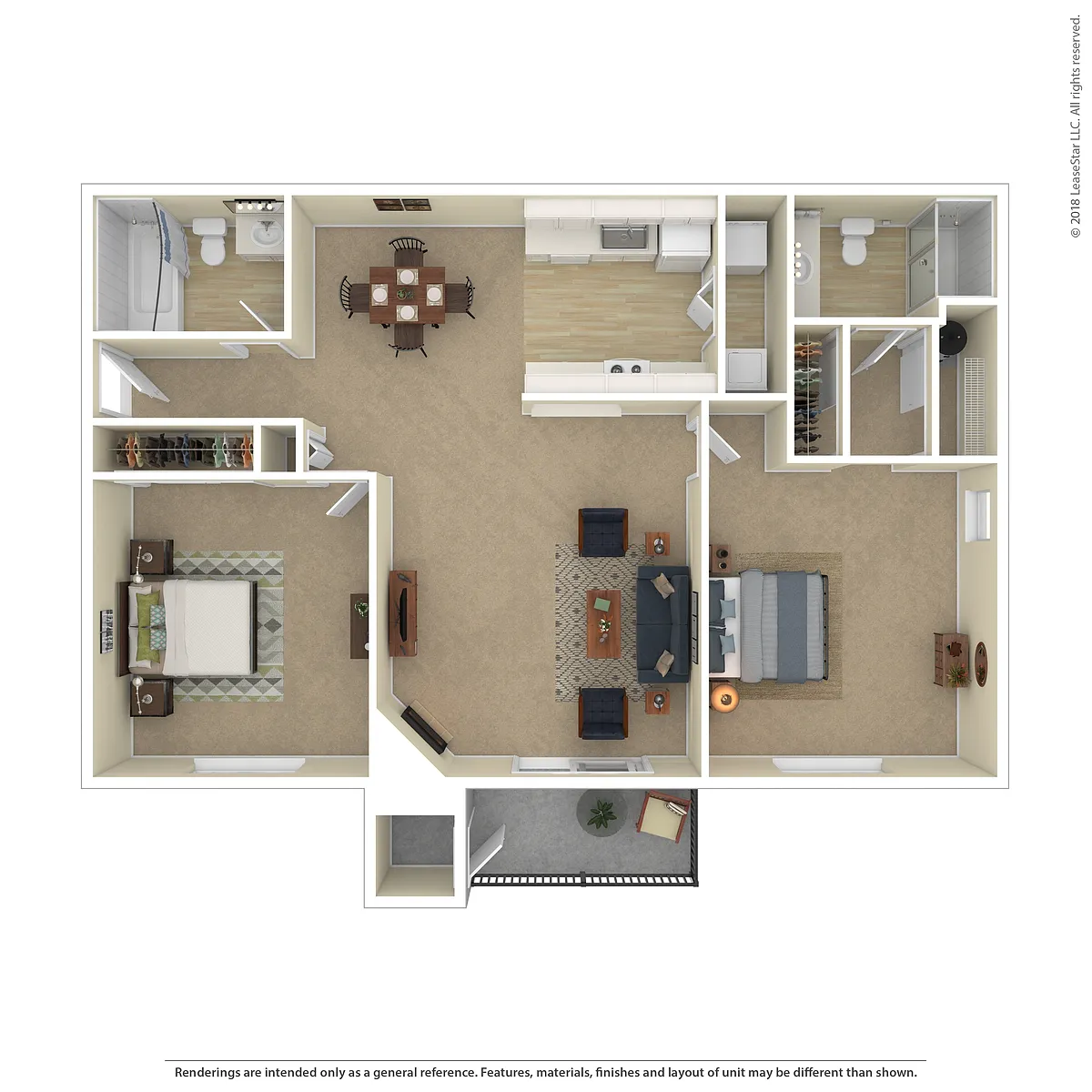 Floor plan 2 Bedroom, 2 Bath B5