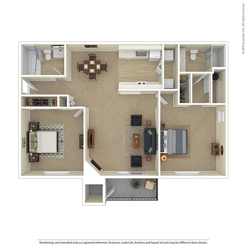 Floor plan 2 Bedroom, 2 Bath B5