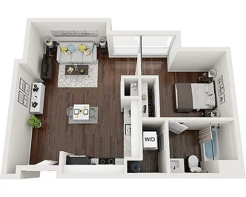 Floor plan One Bedroom A1A22
