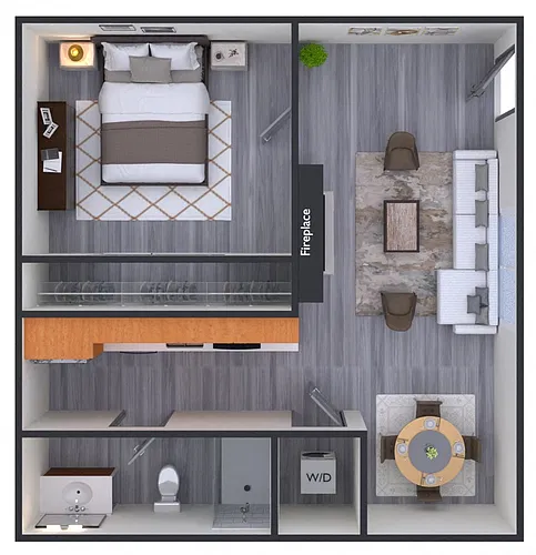Floor plan 1 Bedroom, 1 Bath