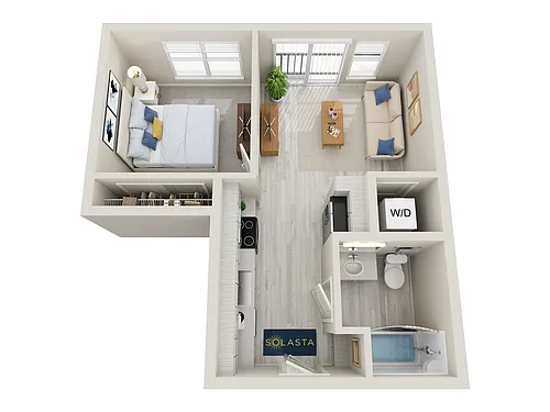 Floor plan 1BD, 1BTH A1