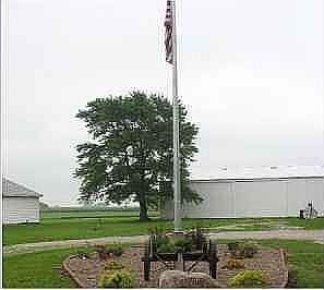 Flag pole in circle drive