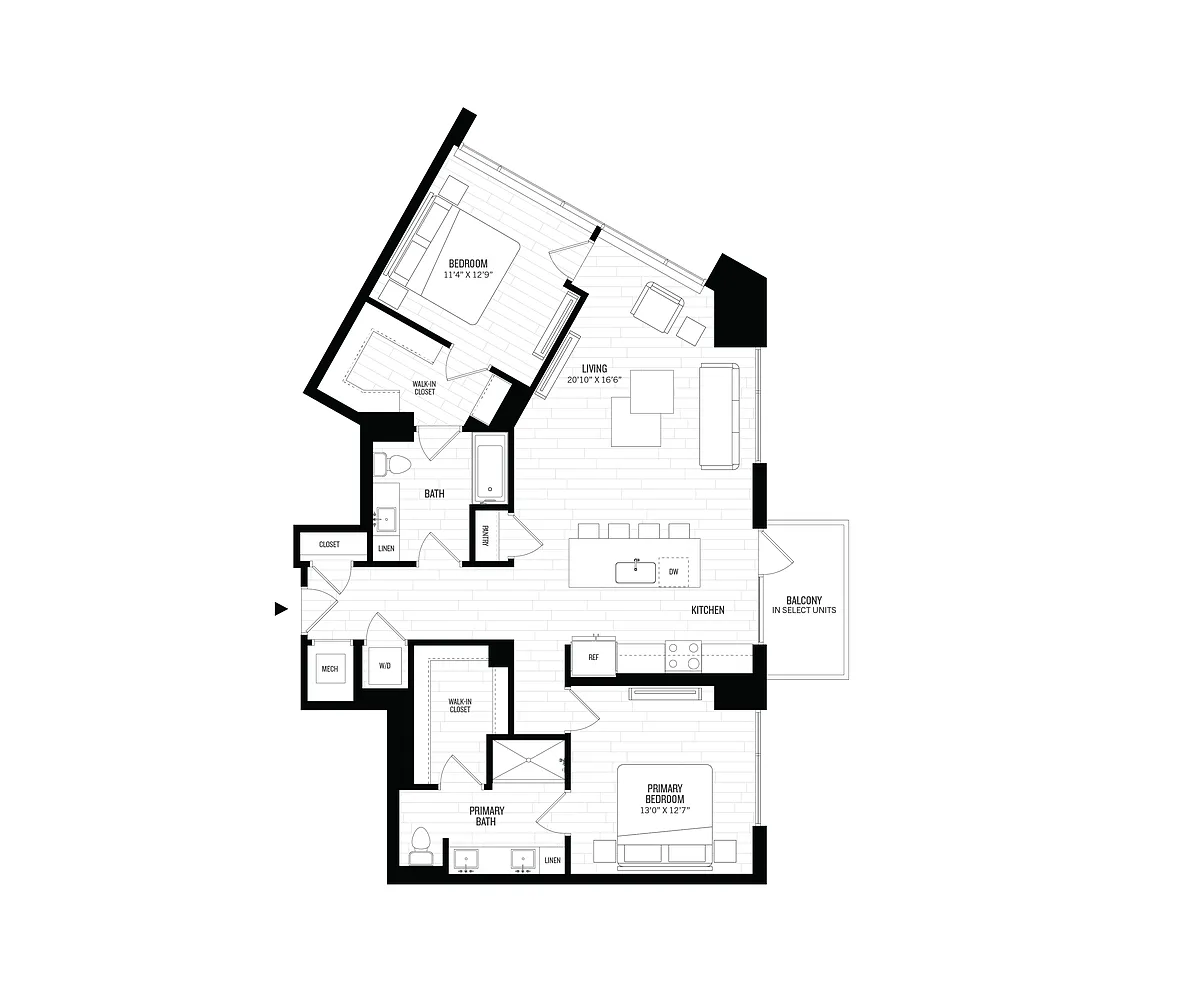 Floor plan 2 Bed/2 Bath-B5