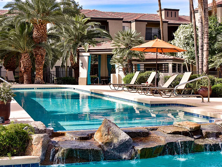 Resort-Style Pool with Waterfall Feature