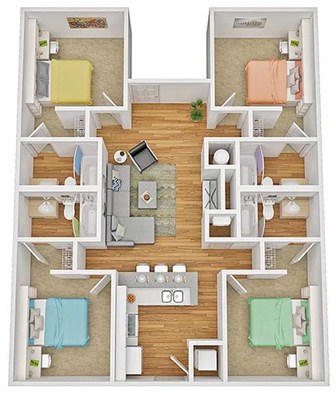 Floor plan 4BR/4BA - B