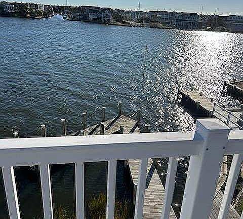 Deck facing bay and dock