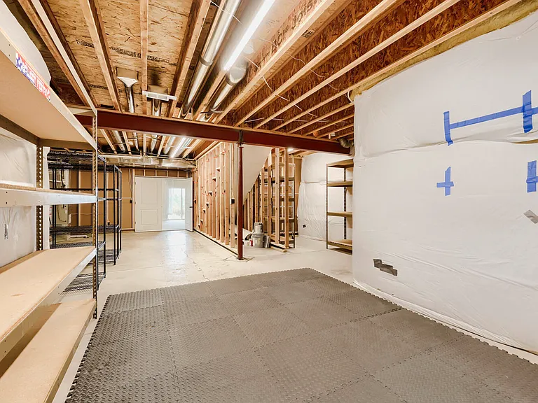 Lot's of storage space with shelves in the lower level.