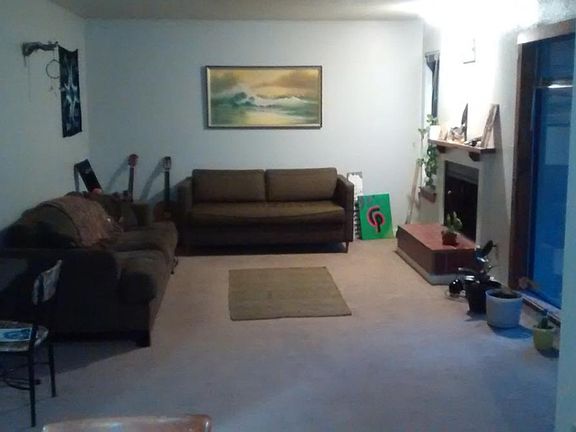 Living room with fireplace.