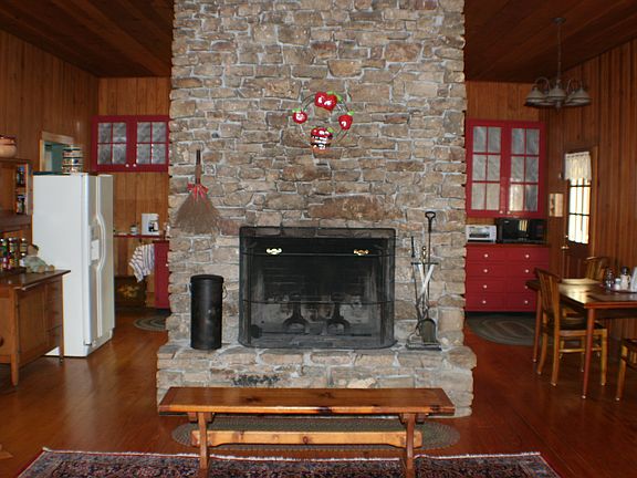 Stone fireplace