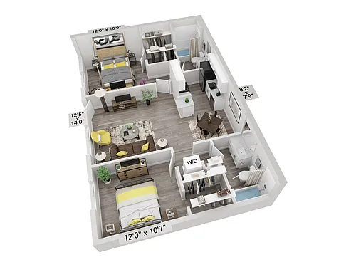 Floor plan B2 | 2x2 | Large Renovated