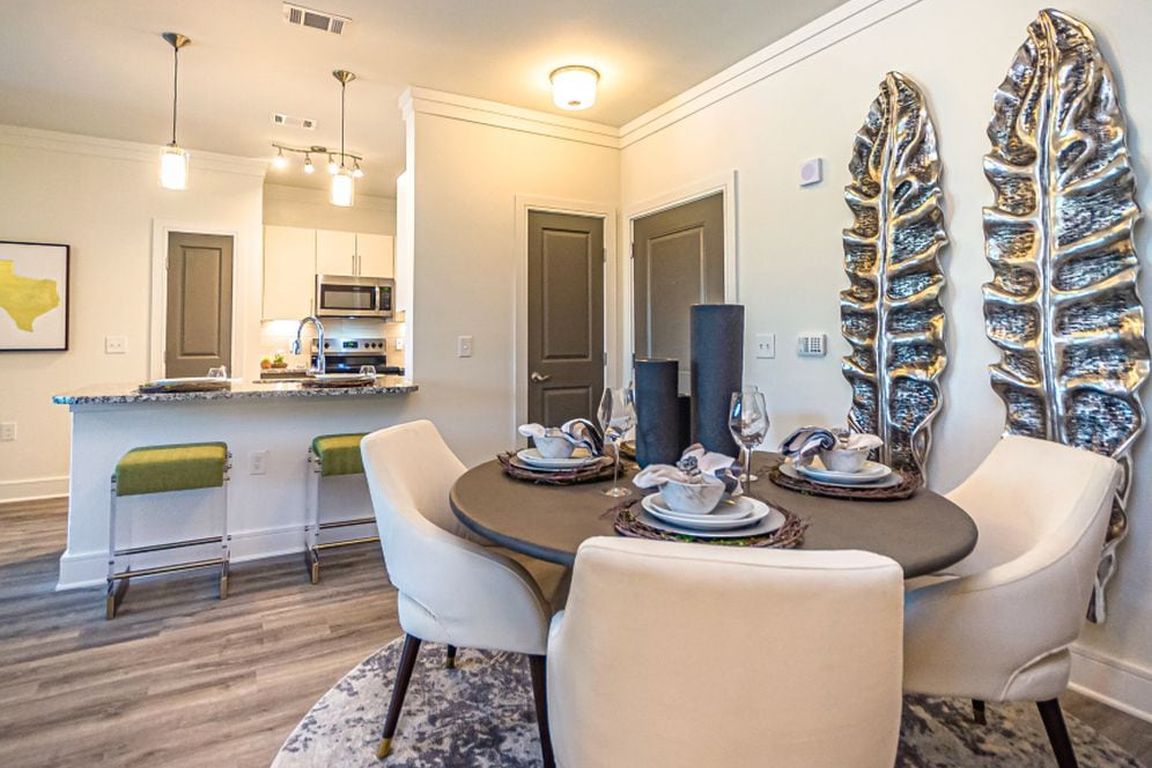 Dining area with hard surface flooring