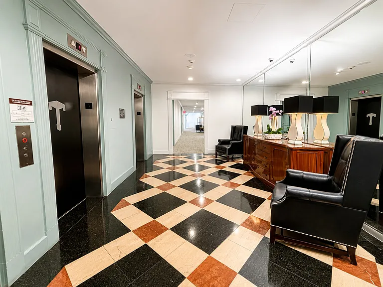 First floor elevator lobby. The main lobby is under construction.