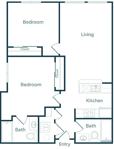 Floor plan 2 Bedroom 2 Bath (C)